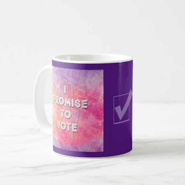 ICH VERSPRECHE ZU ABSTIMMEN (lila) Kaffeetasse (Vorderseite Links)