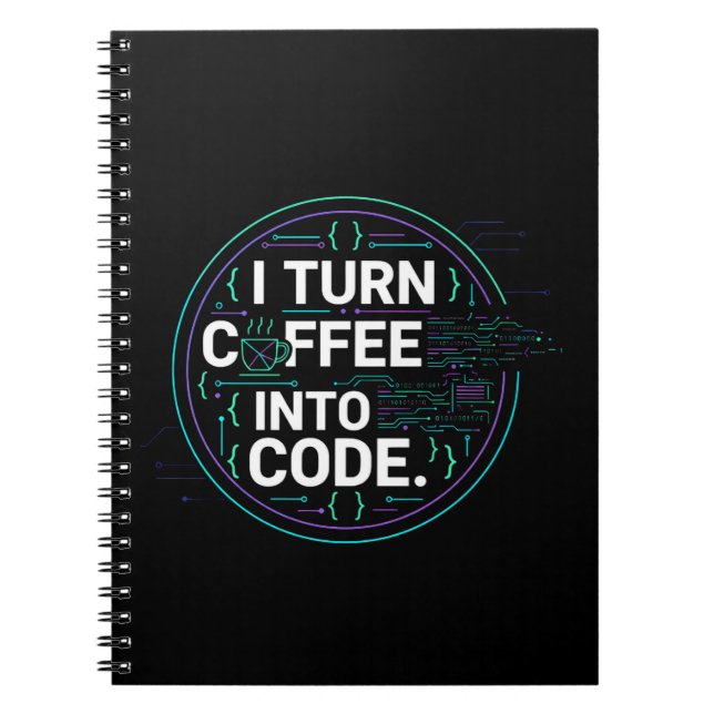 Ich verwandele Kaffee in Code – Lustiges Progra Notizblock (Vorderseite)