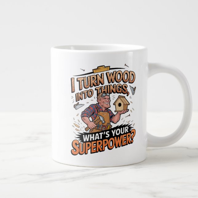 Ich verwandle Holz in Dinge - Einzigartiges Gesche Jumbo-Tasse (Rechts)