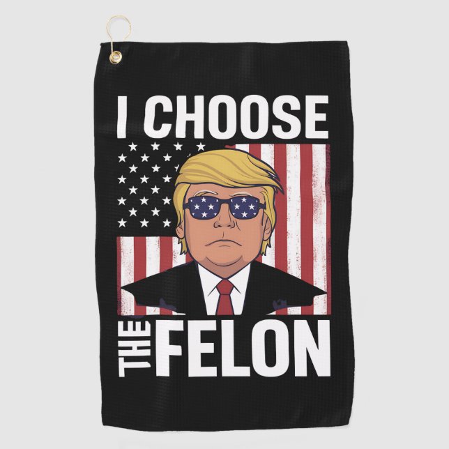 Ich wähle den Felon Trump 2024 als republikanische Golfhandtuch (Vorderseite)