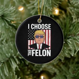 Ich wähle den Felon Trump 2024 als republikanische Keramik Ornament