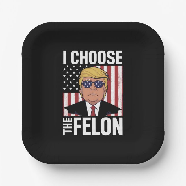 Ich wähle den Felon Trump 2024 als republikanische Pappteller (Vorderseite)