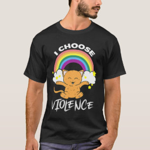 Ich wähle Gewalt Niedlich Cat Rainbow Cloud Stars T-Shirt