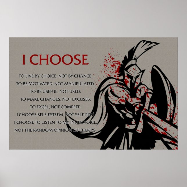 Ich wähle Motivierend Spartan Poster (Vorne)