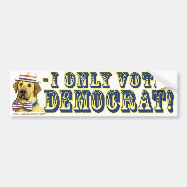 Ich wähle nur gelber Hundedemokrat-Autoaufkleber Autoaufkleber (Vorne)