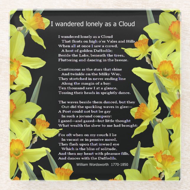 ICH WANDERTE EINSAM ALS WOLKE GLASUNTERSETZER (Vorderseite)