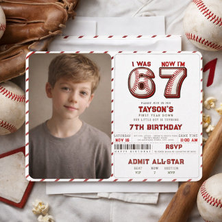 Ich war 6, jetzt bin ich 7 – Baseball 7. Geburtsta Einladung