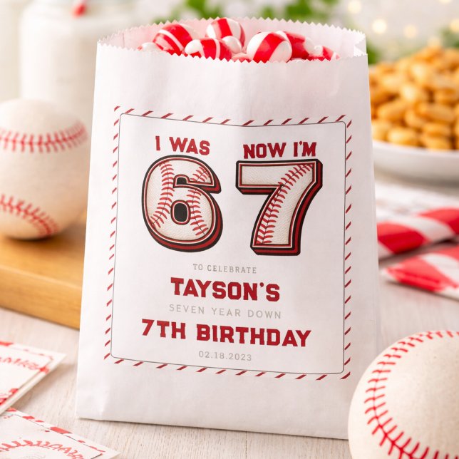 Ich war 6, jetzt bin ich 7 – Baseball 7. Geburtsta Geschenktütchen (I Was 6, Now I’m 7 – Baseball 7th Birthday Favor Bag
)