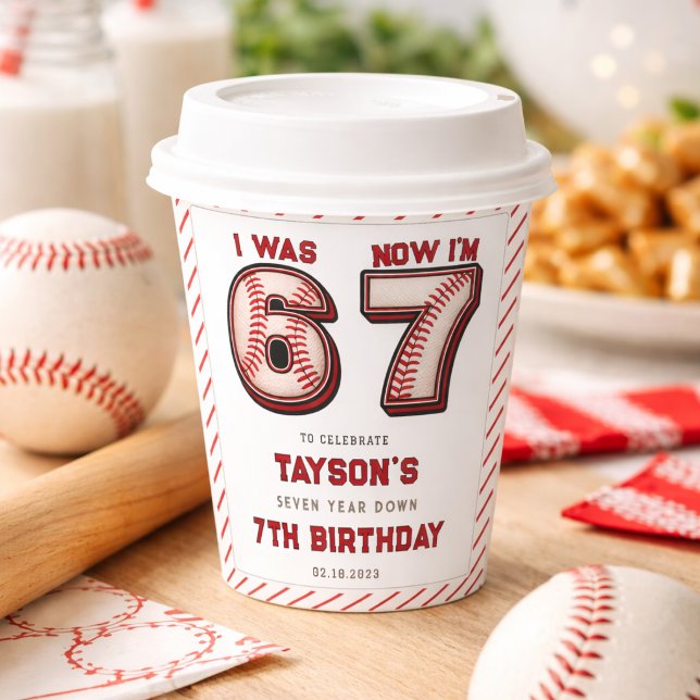 Ich war 6, jetzt bin ich 7 – Baseball 7. Geburtsta Pappbecher (I Was 6, Now I’m 7 – Baseball 7th Birthday Paper Cups
)