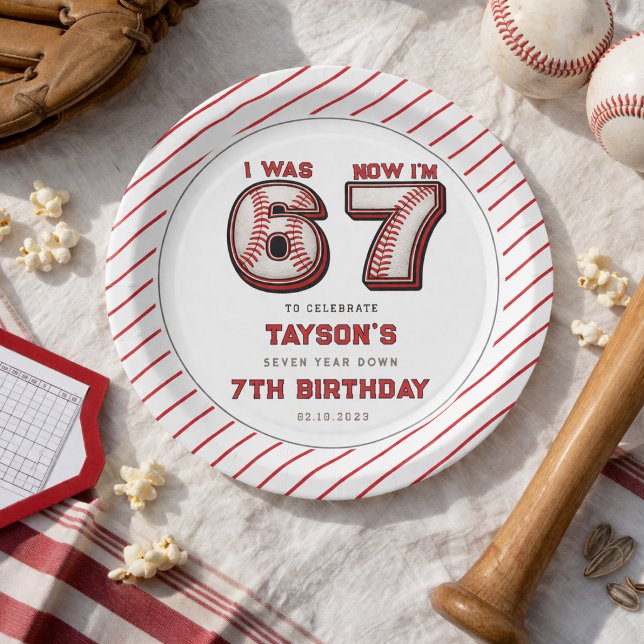 Ich war 6, jetzt bin ich 7 – Baseball 7. Geburtsta Pappteller (I Was 6, Now I’m 7 – Baseball 7th Birthday Paper Plates
)