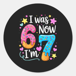 Ich war 6 jetzt bin ich 7 Jahre alte Geburtstagski Runder Aufkleber