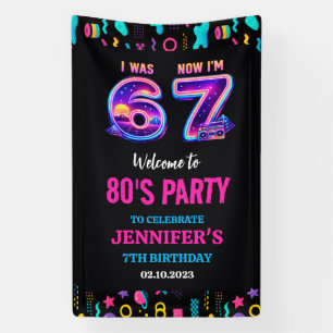 Ich war 6 jetzt bin ich 7 Retro Neon 7. Geburtstag Banner