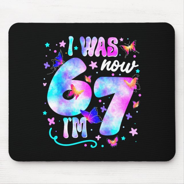 Ich war 6 jetzt bin ich 7 Schmetterling 7. Geburts Mousepad (Vorne)