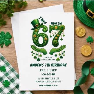 Ich war 6 jetzt bin ich 7 St. Patrick’s Day Jungen Einladung