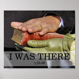 ICH WAR DA: Präsident Obama Hand auf Lincoln Bibel Poster