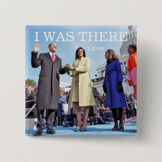 ICH WAR DORT: Familie Obama bei der Eröffnungsfeie Button (Vorderseite)
