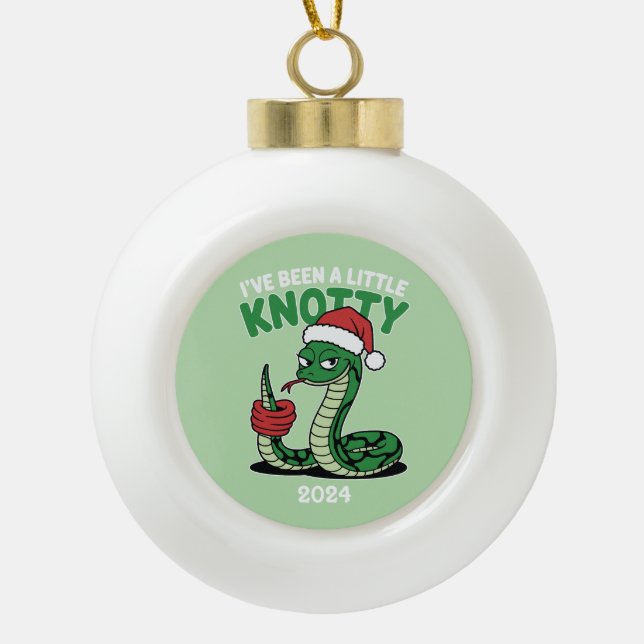 Ich war ein kleiner Knotty Keramik Kugel-Ornament (Vorderseite)