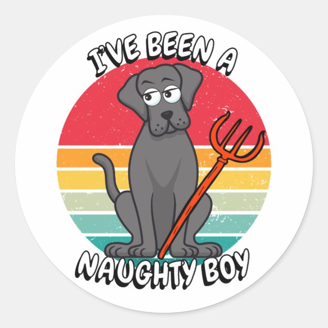 Ich war ein unartiger Junge - großer Hund Runder Aufkleber (Vorderseite)