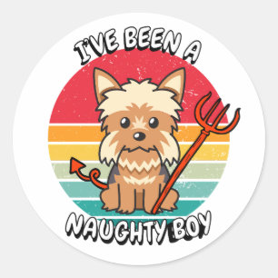 Ich war ein unartiger Junge - Yorkshire Terrier Runder Aufkleber