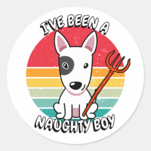 Ich war ein ungezogener Junge - Bull-Terrier Hund Runder Aufkleber