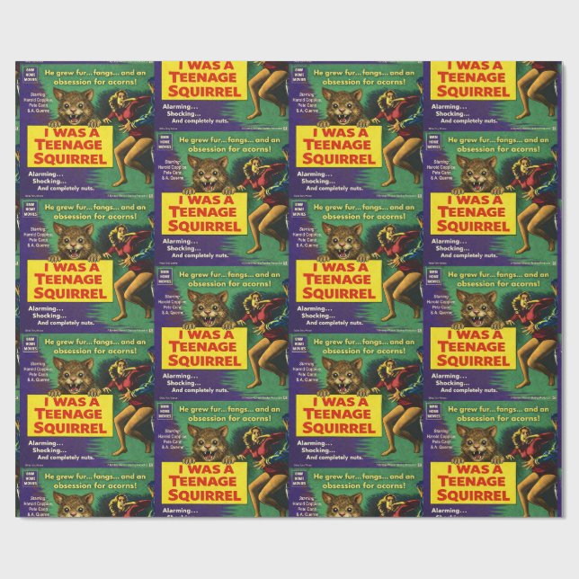 Ich war eine Teenager-Eichhörnchen-Parodie Geschenkpapier (Flach)