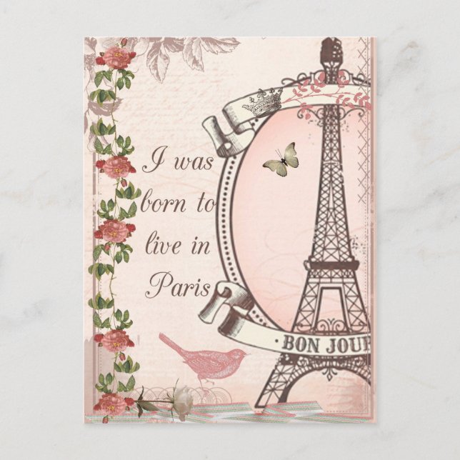 Ich war Geboren, in Paris zu leben Postkarte (Vorderseite)