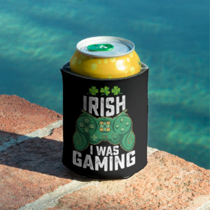 Ich war irisch gammend Gamer Spiele St. Patrick's  Dosenkühler