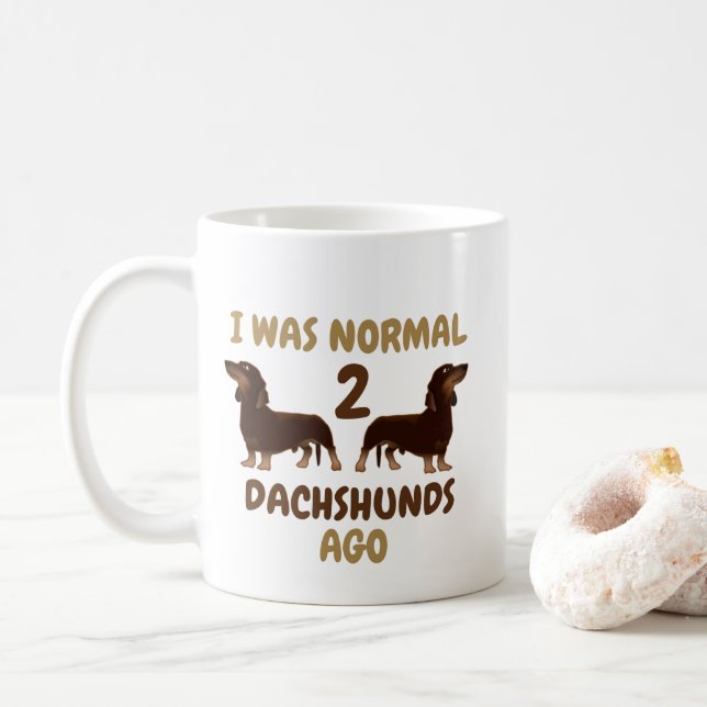 Ich war vor 2 Dackeln normal Kaffeetasse (Mit Donut)