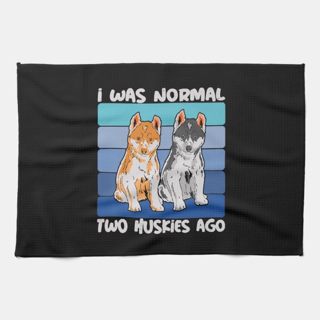 Ich war vor zwei Huskies normal | Shiba Dog Geschirrtuch (Horizontal)