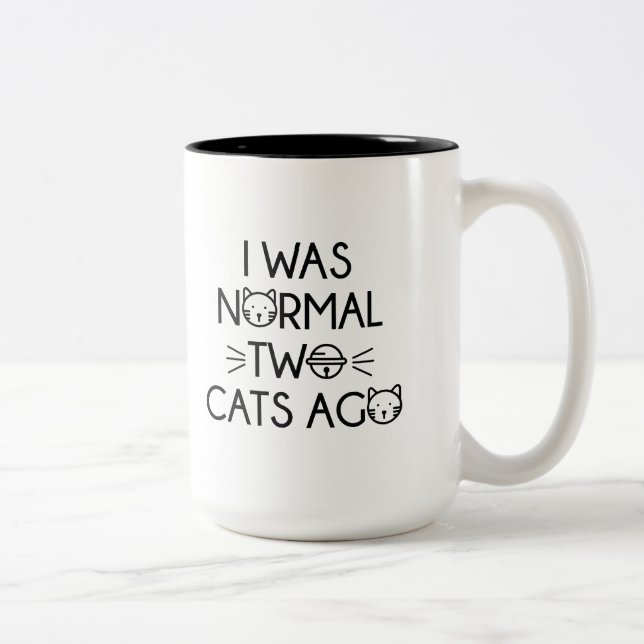 Ich war vor zwei Katzen normal Zweifarbige Tasse (Rechts)