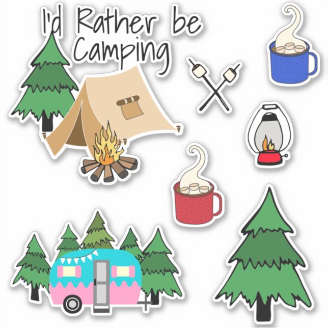 Ich wäre eher Camping Aufkleber (Vorderseite)