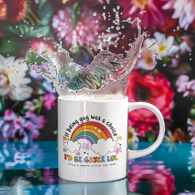 Ich wäre gayer | LGBTQ Regenbogen-Stolz Monogramm Kaffeetasse (Von Creator hochgeladen)