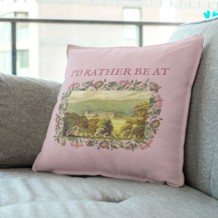 Ich wäre lieber auf Pemberly Jane Austen Vintage P Kissen