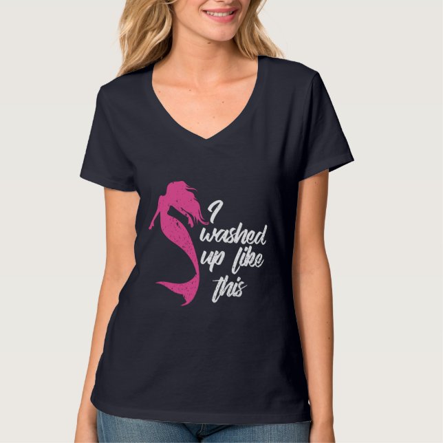 Ich wasche mich wie dieser rosa Meerjungfrau-Tasch T-Shirt (Vorderseite)