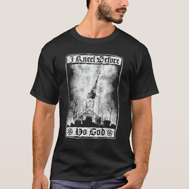 Ich weiß, bevor kein Gott die Kirche sardische Hex T-Shirt (Vorderseite)