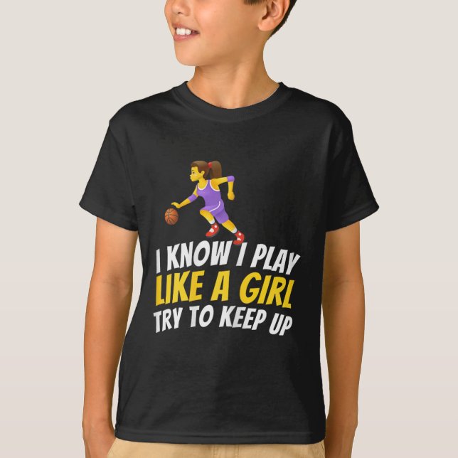 Ich weiß, dass ich wie ein Mädchen spiele, um Beha T-Shirt (Vorderseite)