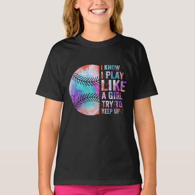 Ich weiß, dass ich wie ein Mädchen spiele und vers T-Shirt (Vorderseite)
