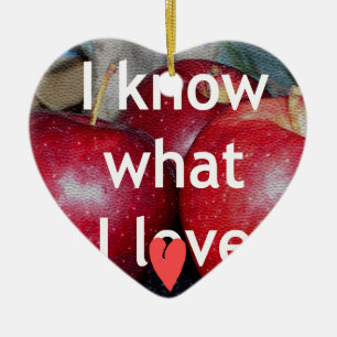 "Ich weiß, was ich liebe" – Apfel-Themendesign Keramikornament