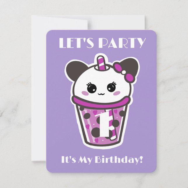 ICH WENDE EINEN GEBURTSTAG EINLADUNG KAWAII (Vorderseite)
