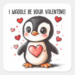 Ich werde dein Valentinpinguin sein Quadratischer Aufkleber