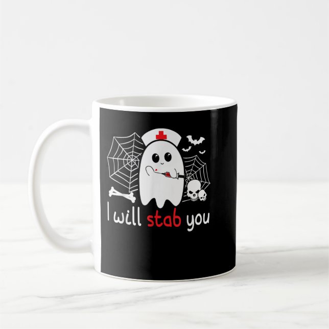 Ich werde dich erstab Boo Ghost Nurse Funny Hallow Kaffeetasse (Links)