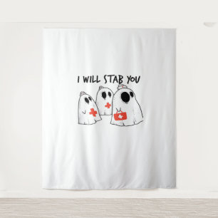 Ich werde dich ersticken Ghost Nurse Funny RN Hall Wandteppich