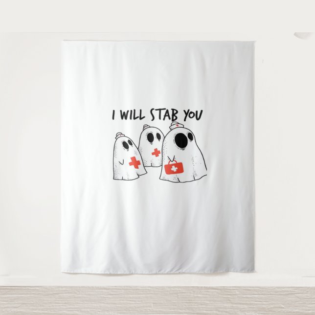 Ich werde dich ersticken Ghost Nurse Funny RN Hall Wandteppich (Vorderseite)