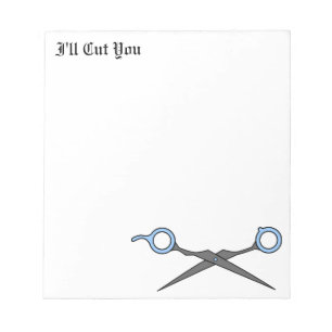 Ich werde dich schneiden (Blaue Haarschneideschere Notizblock
