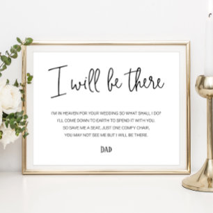 Ich werde dort sein Gedenksitz mit Namen Hochzeit Poster