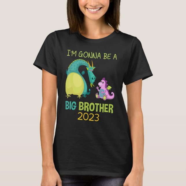 Ich werde ein großer Bruder 2023 Jungs Drache sein T-Shirt (Vorderseite)