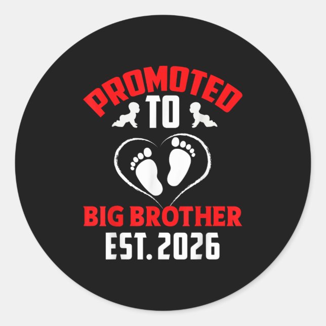 Ich werde ein großer Bruder 2026 zu Big Runder Aufkleber (Vorderseite)