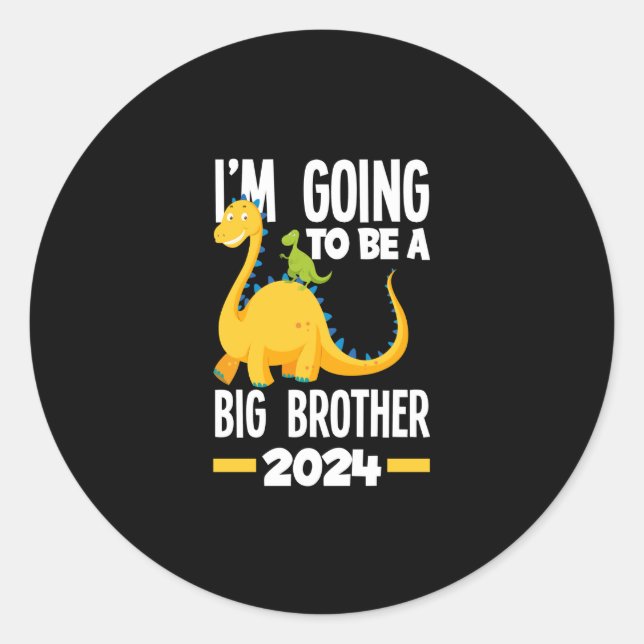 Ich werde ein großer Bruder sein Dinosaurier Dino  Runder Aufkleber (Vorderseite)