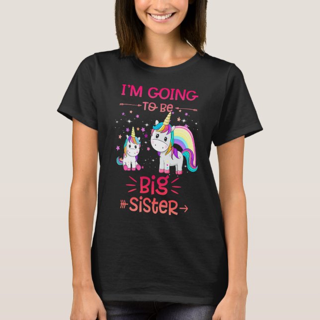 Ich werde ein großer Schwester Niedlichen Unicorn  T-Shirt (Vorderseite)