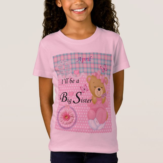 Ich werde eine große Schwester sein, April Girls T T-Shirt (Vorderseite)